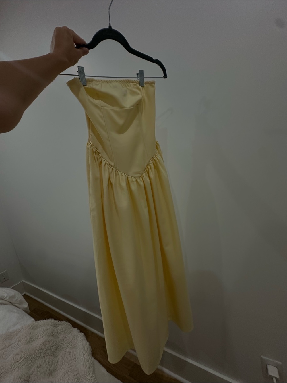 Princess Polly Pale Yellow Strapless Satin Gown